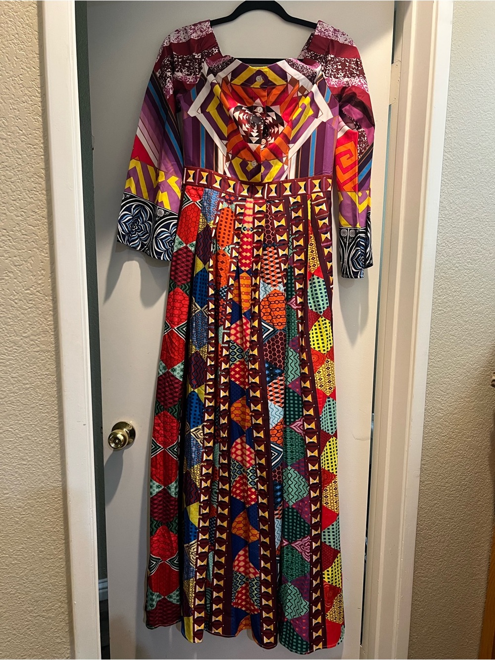 Fashion Nova Bold Geometric Multi-Color Maxi Dress